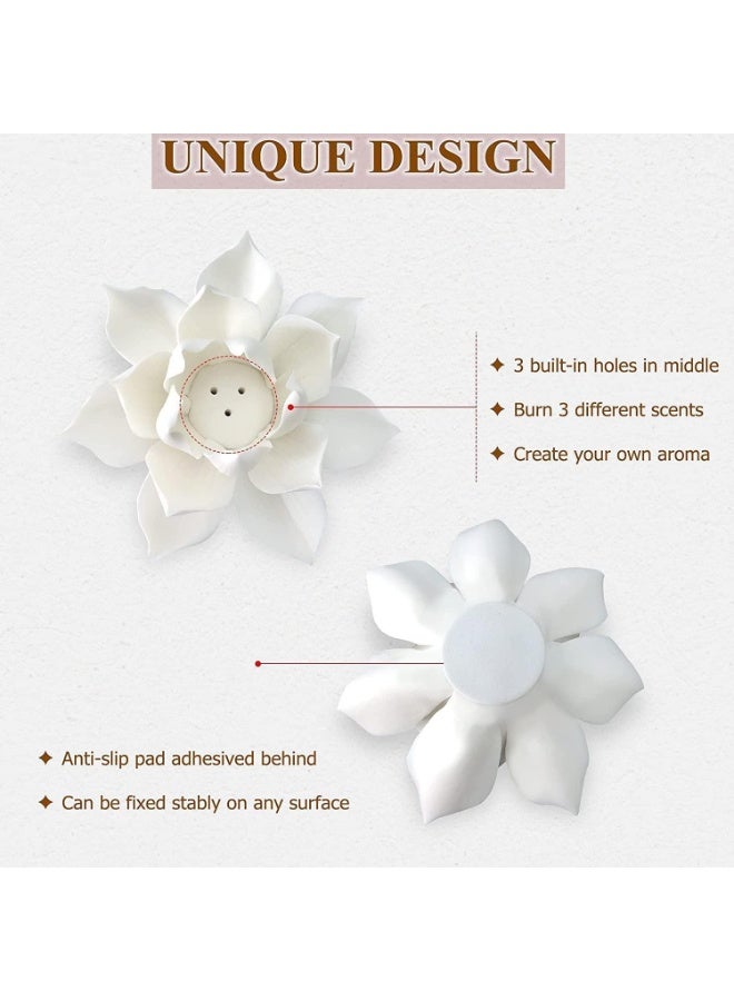 Lotus Incense Holders Burner, Ceramic White Lotus Incense Burner, Flower Incense Burner Stick Holder, for Yoga Studio Living Room Office Teahouse Home Decor, 3 Hole, 3.9 Inch - Image 4