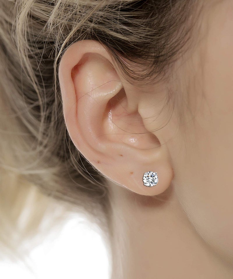 Tornito 7 Pairs 18G Stainless Steel Stud Earrings Round Cubic Zirconia Barbell Earring Set for Men Women 2MM-8MM Silver Tone - Image 5