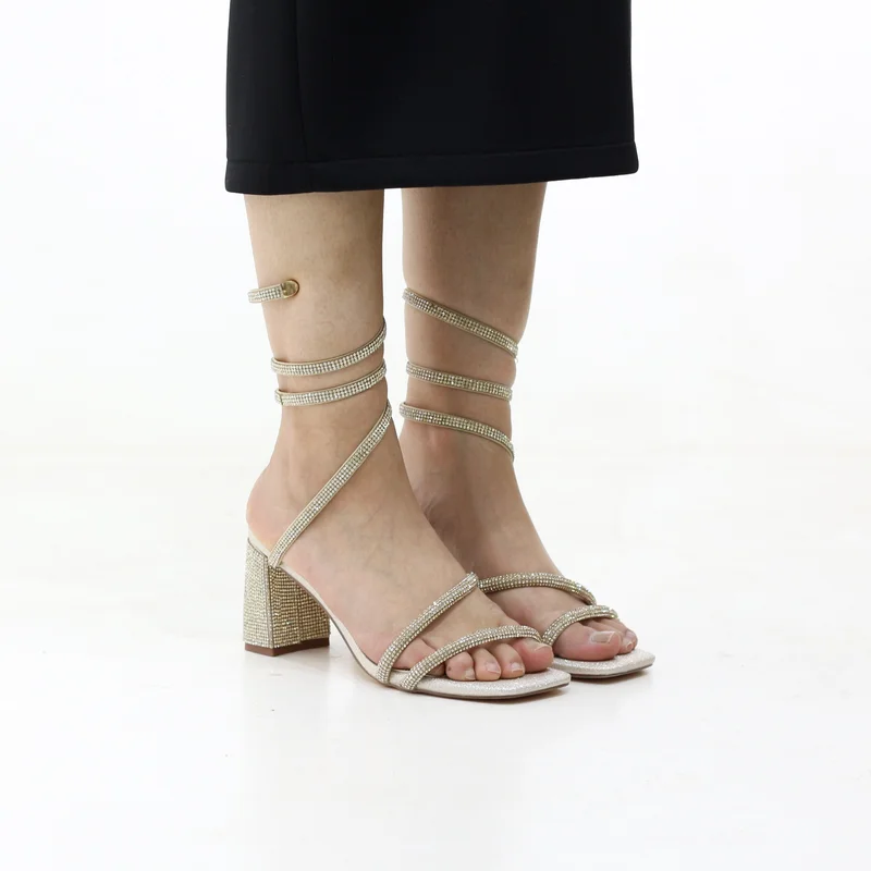 STACHIO BLOCK 7.5CM HEEL WITH SPIRAL SPIRAL WRAP-AROUND