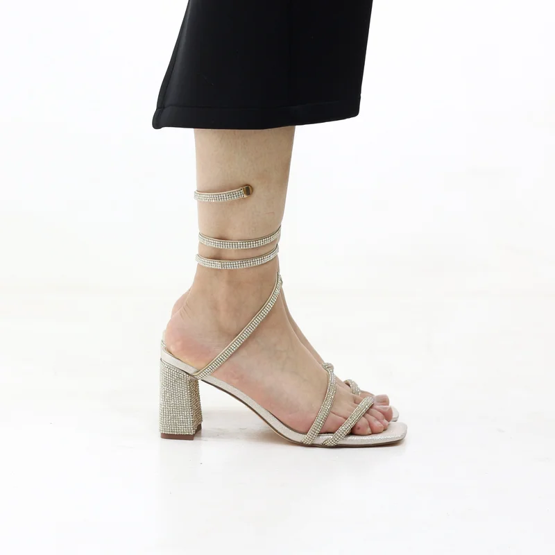 LAMARAPARIS STACHIO BLOCK 7.5CM HEEL WITH SPIRAL SPIRAL WRAP-AROUND