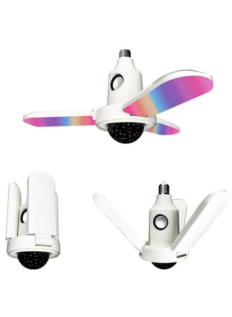 E27 LED Deformable Ceiling Fan 3 Wings Starry Light Bluetooth Music Speaker RGB Lamp With Remote Control  - Image 2