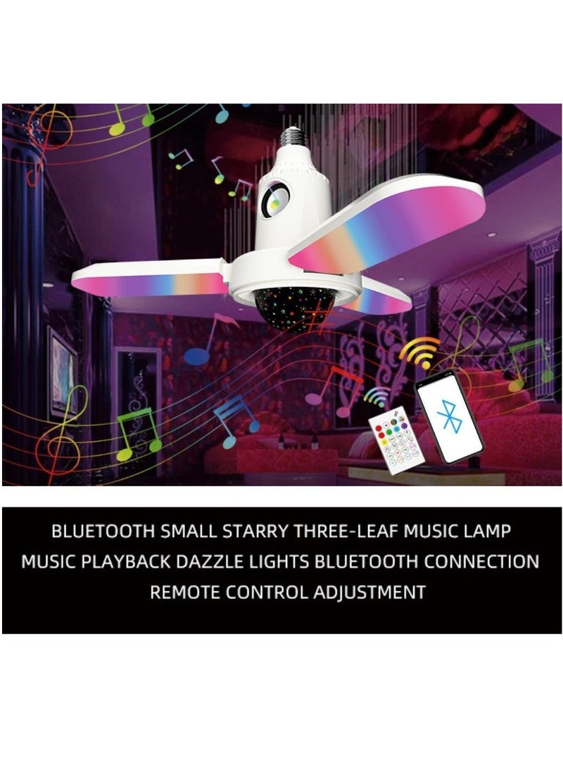 E27 LED Deformable Ceiling Fan 3 Wings Starry Light Bluetooth Music Speaker RGB Lamp With Remote Control  - Image 3