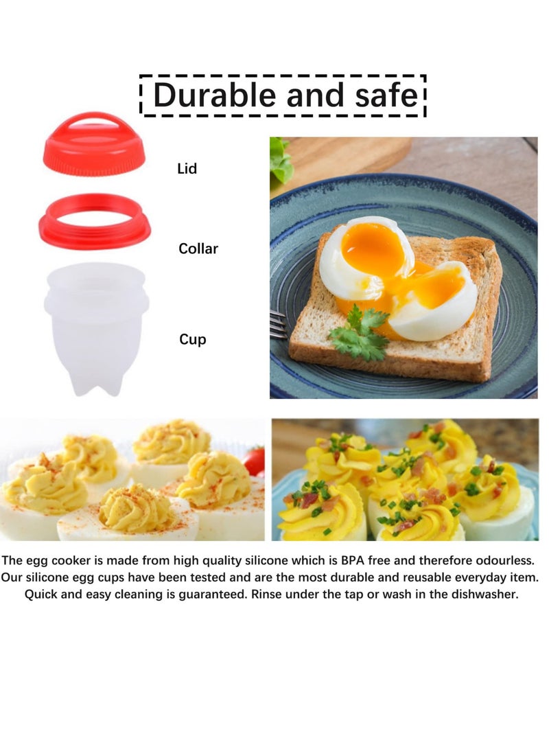 6 PCS Egg Boiler for Hard Boiled Eggs - Silicone Egg Cups for Poached Eggs Hard Boiled Egg Holder Without Shell Egg Cooker Silicone Egg Molds - Egg Poacher Pan Nonstick - Image 3
