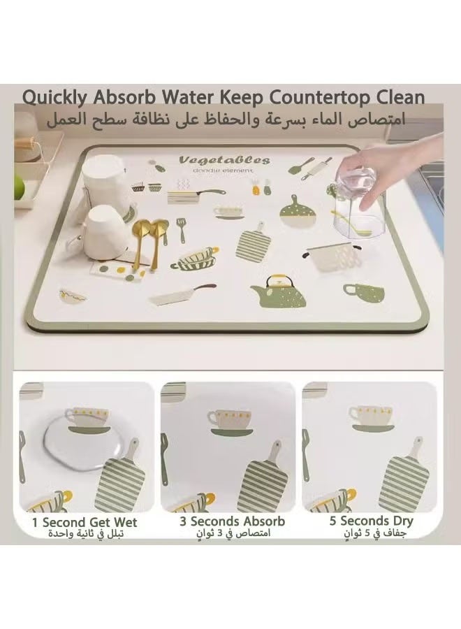 جني ثروة حصيرة قهوة، حصيرة تجفيف أطباق للمطبخ (عبوة من قطعتين)، حصائر تجفيف أطباق من الألياف الدقيقة فائقة الامتصاص، وسادة مطبخ مانعة للانزلاق لإكسسوارات ركن القهوة أو ديكور طاولة القهوة أو سطح المطبخ أو إكسسوارات سطح المطبخ أو أطباق الحوض أو أسفل الرف، حصائر قابلة للغسل في الغسالة، 30×40 سم - Image 4