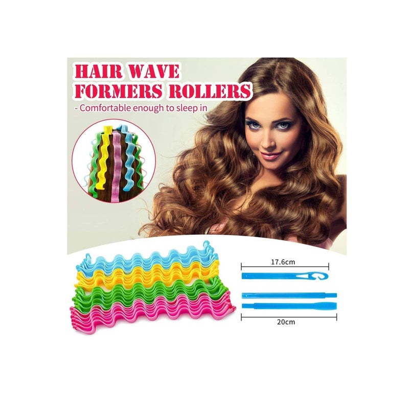 Zikra Wave Curl Formers, Heatless Hair Curler for Medium to Long Hair, Hair Style Tools Set with Styling Hooks, for Women and Girls Heatless Spiral Curlers Hair Rollers Wave Styles - Image 2