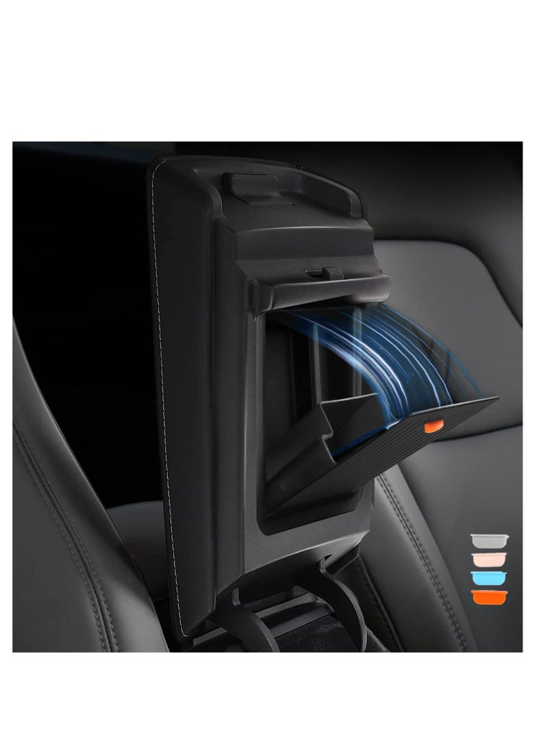 SYOSI Car Center Console Organizer Armrest Hidden Storage Box for Tesla Model 3 Model Y, Update Magnet Opening and Closing Hidden Storage Box Larger Space for Personal Items Black Car Interior Accessories - Image 1