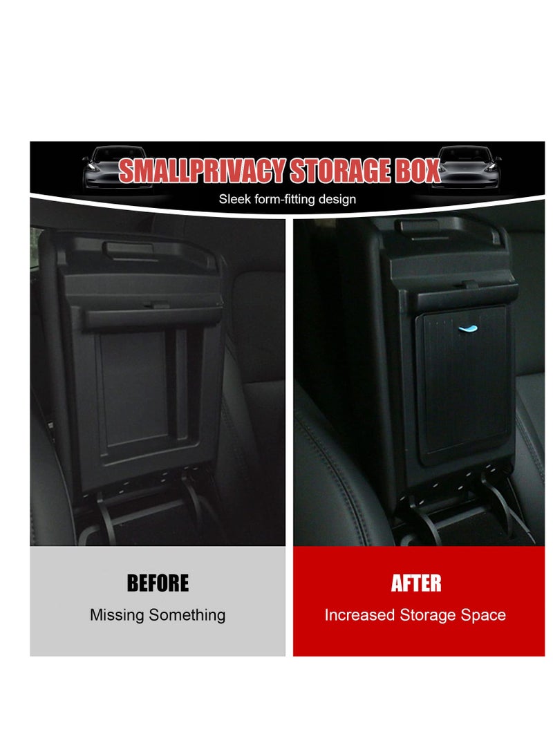 SYOSI Car Center Console Organizer Armrest Hidden Storage Box for Tesla Model 3 Model Y, Update Magnet Opening and Closing Hidden Storage Box Larger Space for Personal Items Black Car Interior Accessories - Image 2