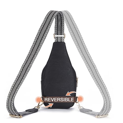 Telena Sling Bag for Women Vegan Leather Small Fanny Pack Crossbody Bags Chest Bag for Women Black - Image 5