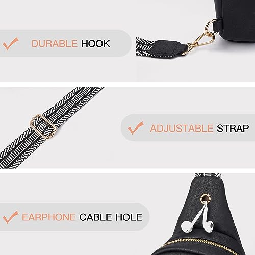 Telena Sling Bag for Women Vegan Leather Small Fanny Pack Crossbody Bags Chest Bag for Women Black - Image 4
