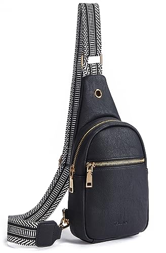 Telena Sling Bag for Women Vegan Leather Small Fanny Pack Crossbody Bags Chest Bag for Women Black - Image 1