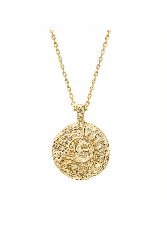 PAVOI Womens 14K Gold Plated ‚Äì Yellow Gold Engraved Coin Pendant with Necklace - Image 1