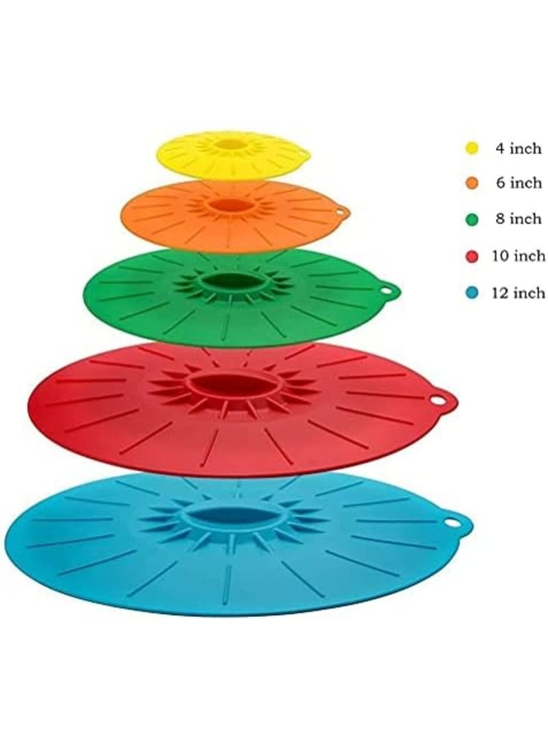Luckam Silicone Suction Lids, 5 Sizes Colorful Food Cover, Reusable Suction Seal Heat Resistant Microwave Lids for Cups, Bowls, Plate, Pots, Pans, Skillets, Stove Top, Oven, Fridge, BPA Free - Image 2