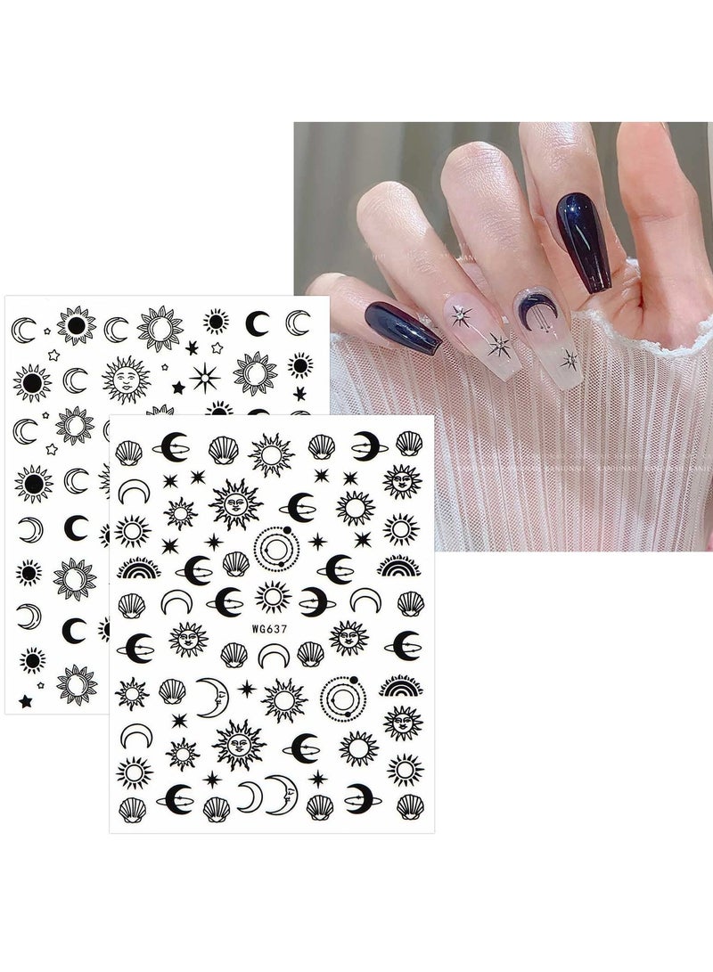 SYOSI 10 Sheets Moon Star Sun Nail Art Stickers, Self-Adhesive Colorful Rose Gold Nail Decals, Nail Supplies for Nail Art Design Decoration Accessories  - Image 3