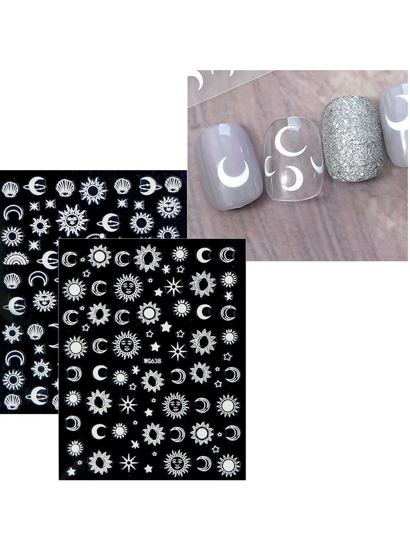 SYOSI 10 Sheets Moon Star Sun Nail Art Stickers, Self-Adhesive Colorful Rose Gold Nail Decals, Nail Supplies for Nail Art Design Decoration Accessories  - Image 4