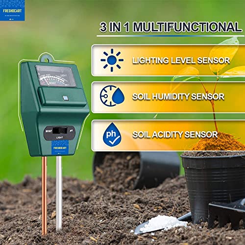 FreshDcart 3-in-1 pH Meter for Soil Testing – Digital Soil Tester with Moisture Sensor and Light Meter for Plants, Accurate Ph Meter for Agriculture, Healthy Growth, and Easy Indoor Outdoor Use - Image 3