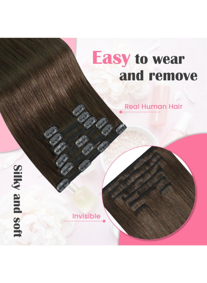 Aison Medium Brown Clip in Human Hair Extensions 70G 100 Remy Human Hair Clip in Extensions Soft Silky Straight 7pcs 16clips One Pack22 Inch 4 - Image 4
