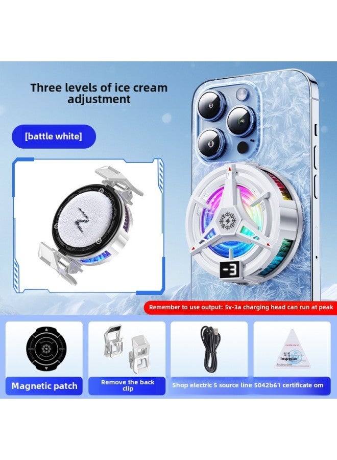 2025 TL07 Semiconductor Refrigeration Cooling Mobile Phone Radiator Magnetic Vibration Sound With Digital Display Back Clip In Stock-Color:Tl07 Icing White  - Image 1
