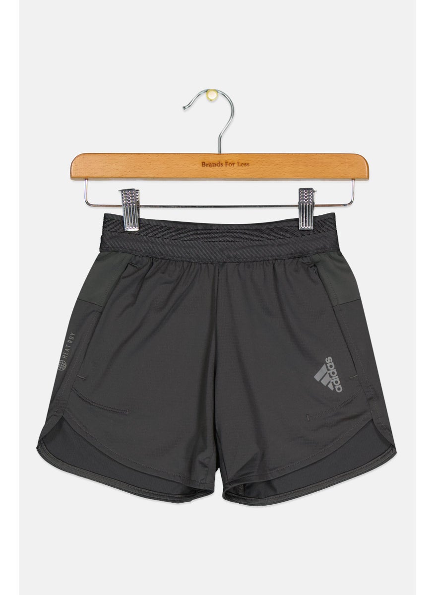 Adidas Kids Boy Brand Logo Training Shorts, Grey  - Image 1