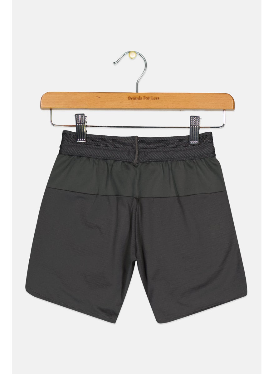 Adidas Kids Boy Brand Logo Training Shorts, Grey  - Image 2