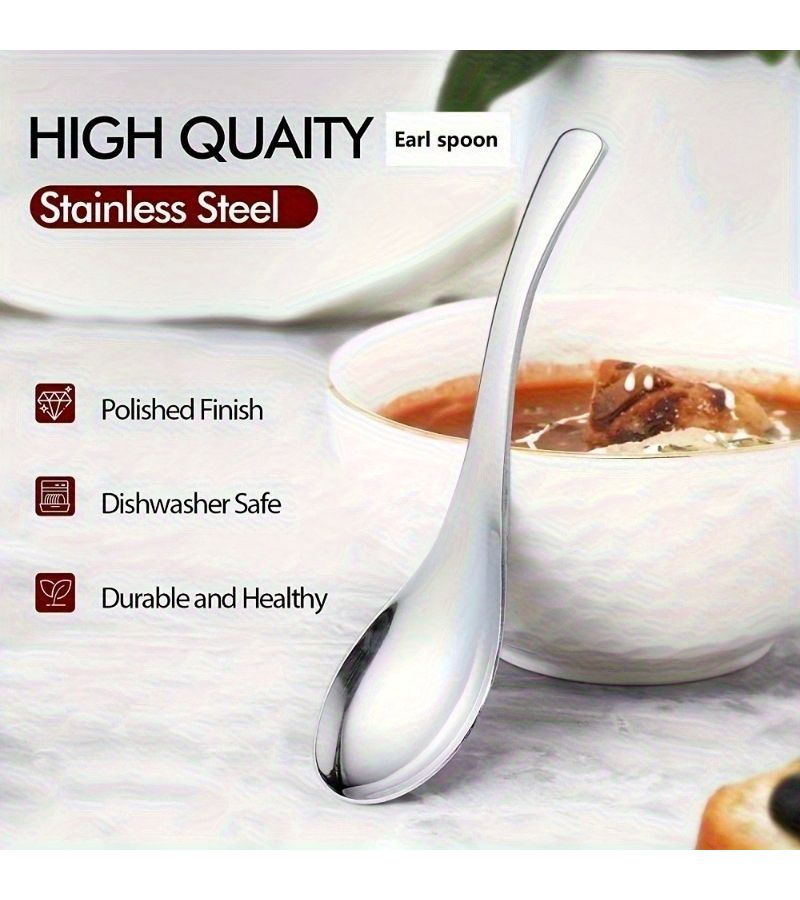 Silver Heavy Weight Stainless Steel Soup Spoons Set Of 3 Dishwasher Safe - Image 5