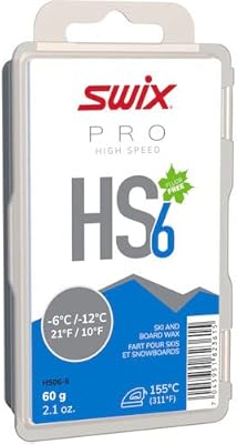 Swix HS06-6 - HIGH Speed Wax - HS6 Blue - 10 to 21 Degrees Fahrenheit - 60g Bar - Fluoro Free - Ski or Snowboard - FIS - Image 1