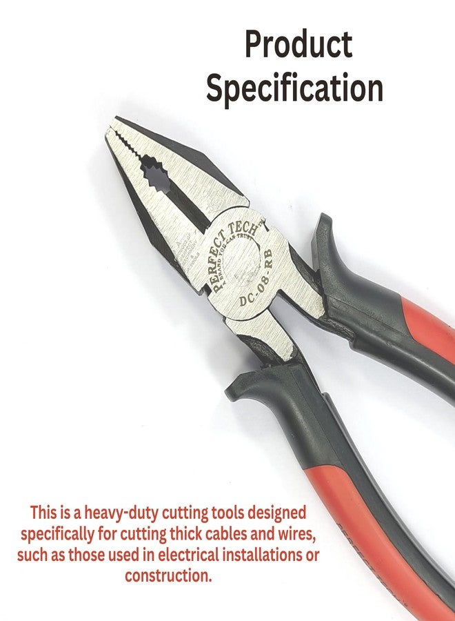 PERFECT TECH Combo Set of 5 Lineman Combination Plier 8 Inc | Lineman Kit | Line tester | Insulation Tape | Wire Stripper | 6 inch Screwdriver | Wire Cutter | Complete Electrical Hand Tool Kit Set - Image 2