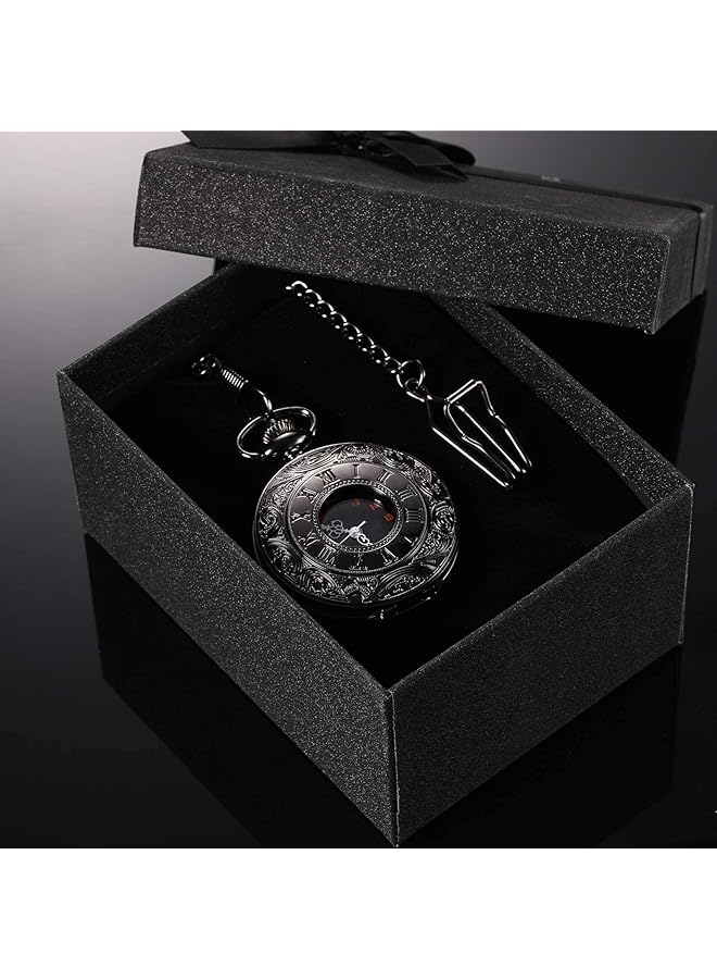 Excefore Vintage Pocket Watch Steel Men Watch With Chain - Image 5