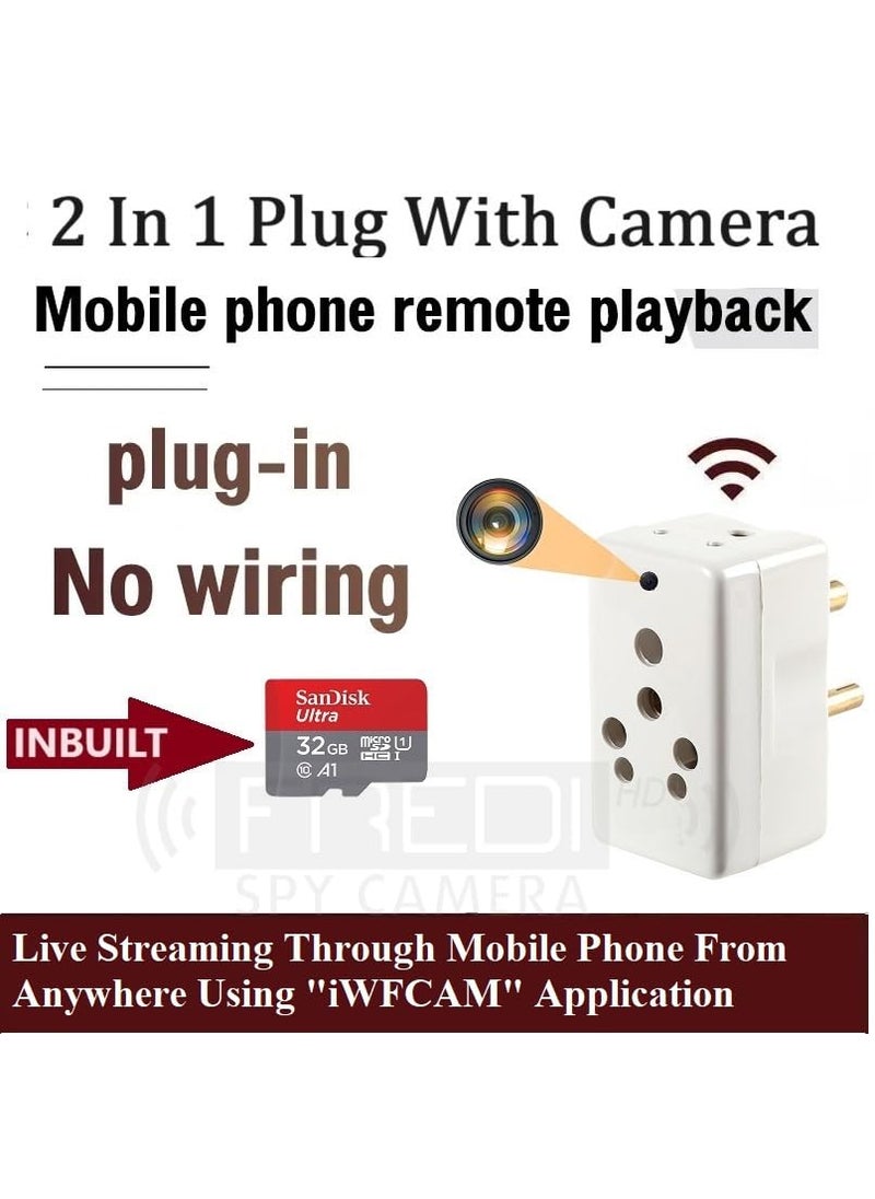 FREDI HD PLUS FREDI HD PLUS Plug Hidden Camera 3 Pin Multi Plug Camera Inbuilt 32GB SD Card Audio and Video Recording Live Feed Camera with WiFi Motion Detection iWFCam APP  - Image 4