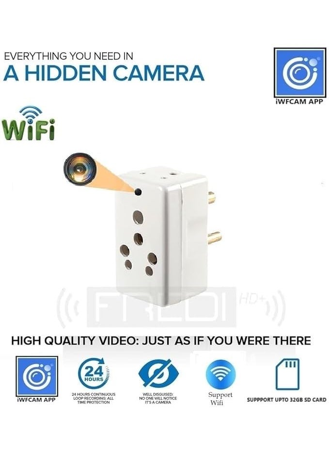 FREDI HD PLUS FREDI HD PLUS Plug Hidden Camera 3 Pin Multi Plug Camera Inbuilt 32GB SD Card Audio and Video Recording Live Feed Camera with WiFi Motion Detection iWFCam APP  - Image 3