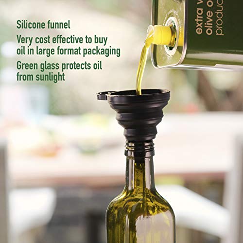Poura Glass Olive Oil Bottle Drizzler with Pourer Spout - BPA Free Hygienic Open and Close Pourer Prevents Oxidation Keeping Olive Oil Fresh - Includes Funnel for No Mess Or Wastage - Image 5