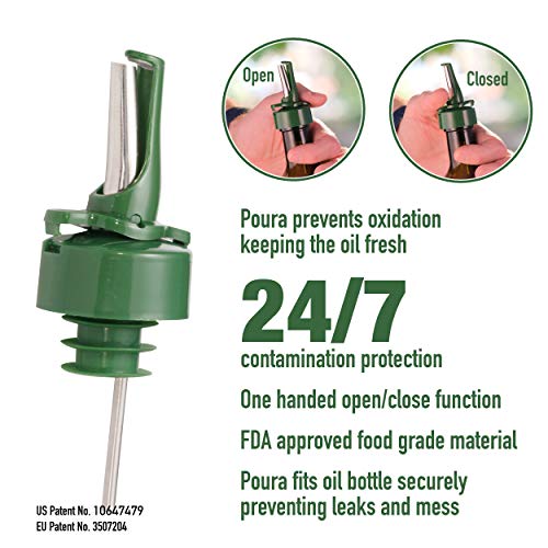 Poura Glass Olive Oil Bottle Drizzler with Pourer Spout - BPA Free Hygienic Open and Close Pourer Prevents Oxidation Keeping Olive Oil Fresh - Includes Funnel for No Mess Or Wastage - Image 3