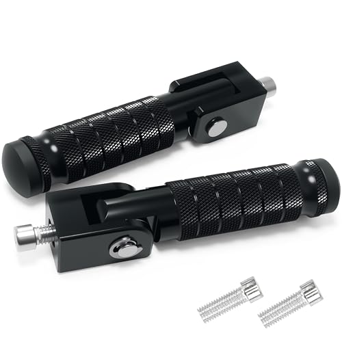VUOZIP M8 Universal CNC Motorcycle Foot Pegs Degree Foldable Bike Pegs Aluminum Fit Electric Car Motorbike Scooter Mini Bike Ebike Dirt Bike Go Kart Honda Yamaha Suzuki Aprilia Super73 (Black, Type A) - Image 1