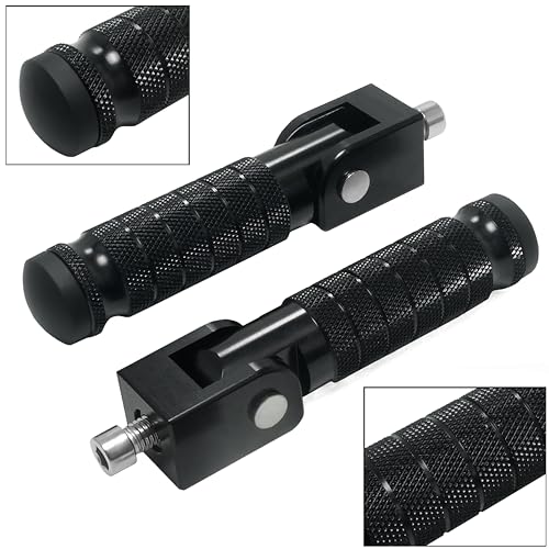 VUOZIP M8 Universal CNC Motorcycle Foot Pegs Degree Foldable Bike Pegs Aluminum Fit Electric Car Motorbike Scooter Mini Bike Ebike Dirt Bike Go Kart Honda Yamaha Suzuki Aprilia Super73 (Black, Type A) - Image 2