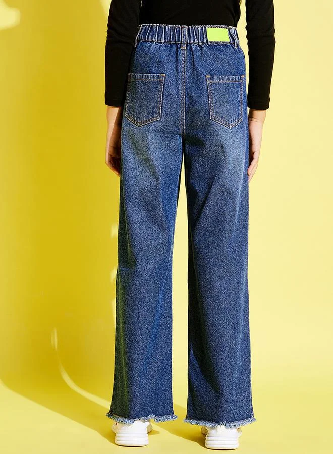 NOH.VOH Front Zip Detail Mid Rise Straight Fit Jeans by Styli