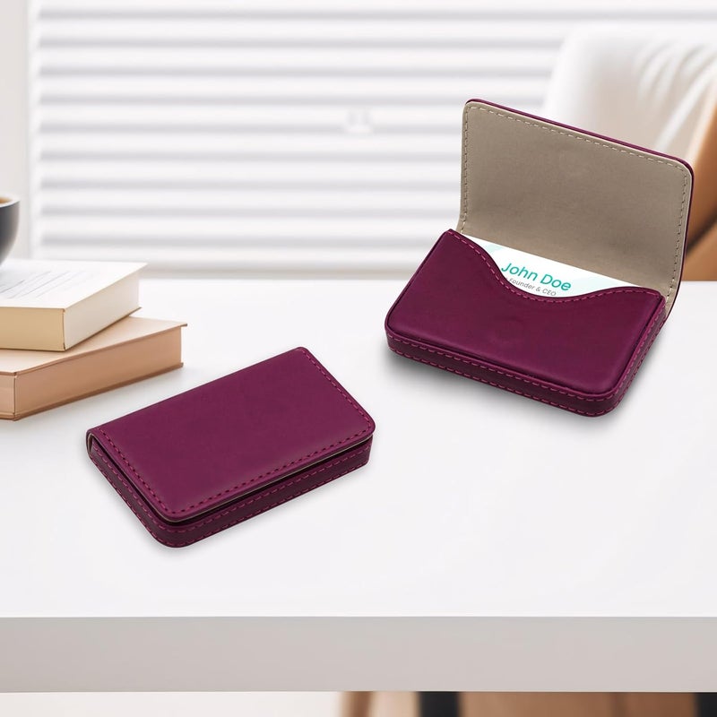 AI-DEE RFID Blocking Wallet - Minimalist Leather Business Credit Card Holder (PW-Wine Red) - Image 5