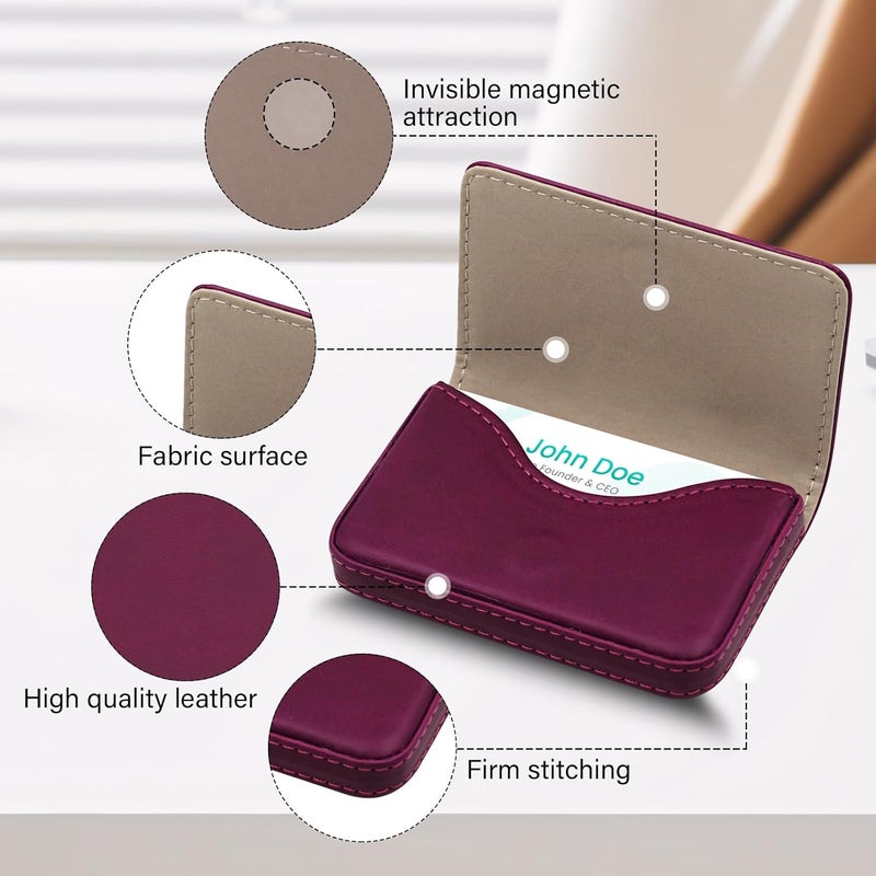 AI-DEE RFID Blocking Wallet - Minimalist Leather Business Credit Card Holder (PW-Wine Red) - Image 3
