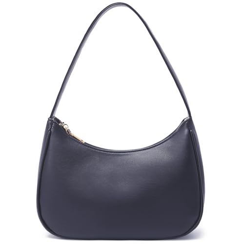 CYHTWSDJ Shoulder Bags for Women, Cute Hobo Tote Handbag Mini Clutch Purse with Zipper Closure (Dark Blue) - Image 1