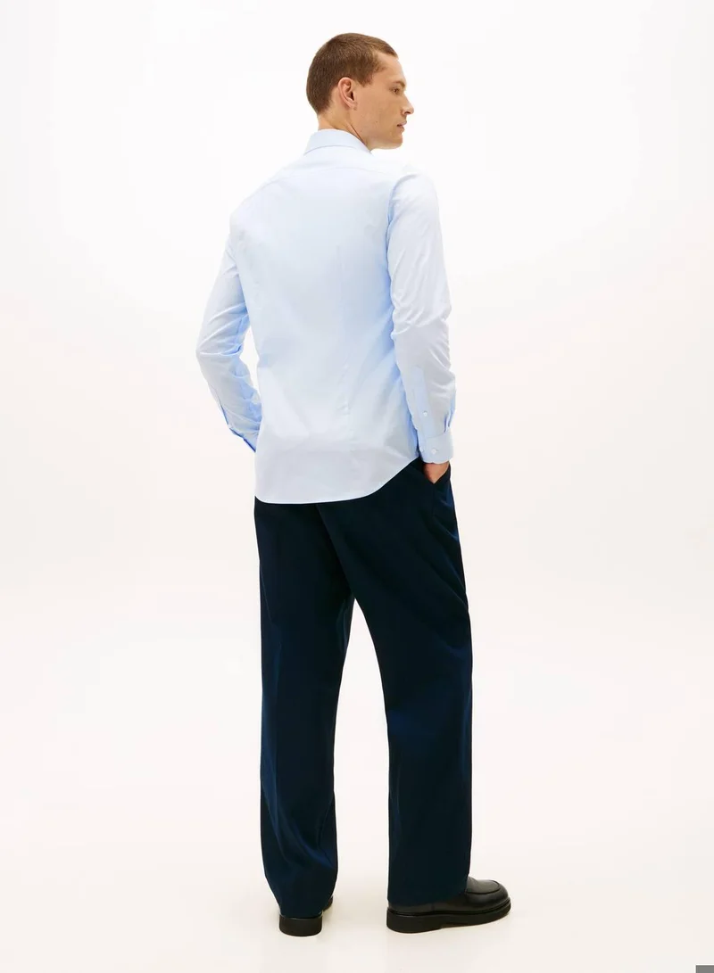 Tommy Hilfiger Sweet Blue Flex Slim Fit Poplin Shirt for Men | Best Price UAE