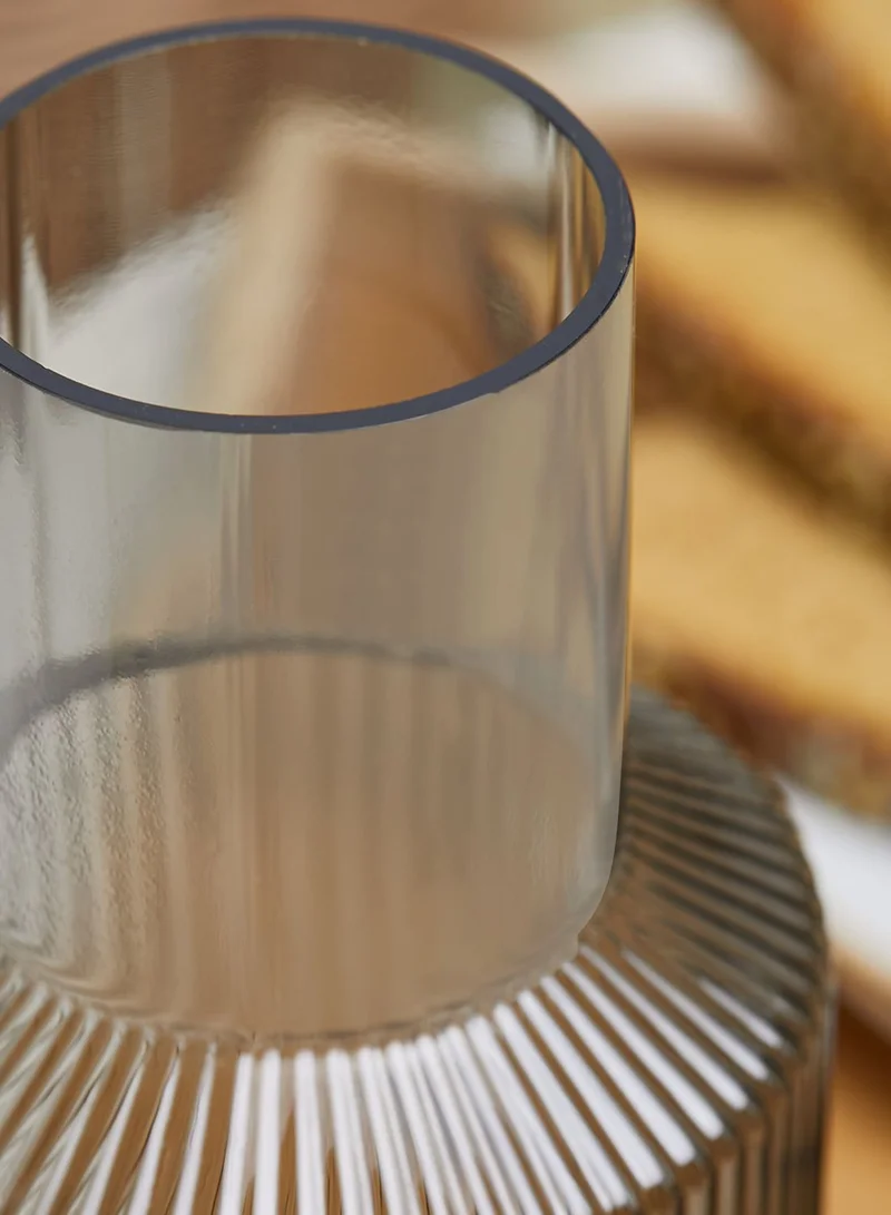 Premier Smoke Ribbed Glass Carafe And Tumbler Set