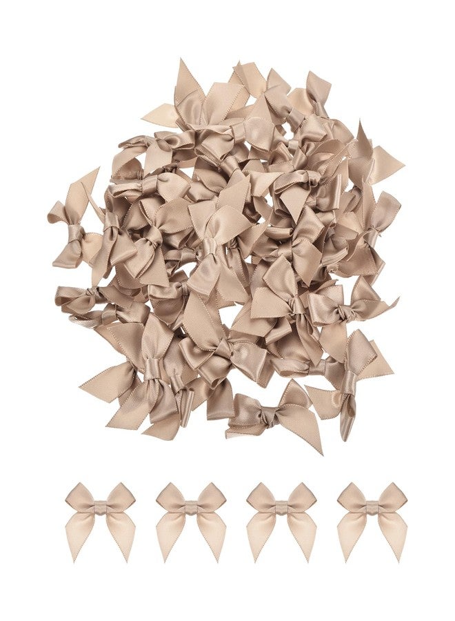 ميكسينيتي مجموعة ميكانيكسي، 60 قطعة من فيونكات الشريط الصغيرة، 1.5 بوصة، فيونكات زهور من شريط الساتان القماشي، مثالية للأعمال اليدوية والخياطة وحفلات الزفاف وأعياد الميلاد، لون بني فاتح - Image 1