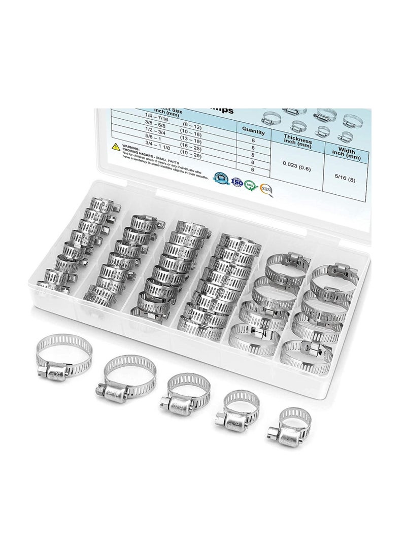KASTWAVE Hose Clamp Set, 304 Stainless Steel Worm Gear Hose Clamps for Pipe, Intercooler, Plumbing, Tube and Fuel Line  - Image 1