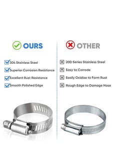 KASTWAVE Hose Clamp Set, 304 Stainless Steel Worm Gear Hose Clamps for Pipe, Intercooler, Plumbing, Tube and Fuel Line  - Image 4