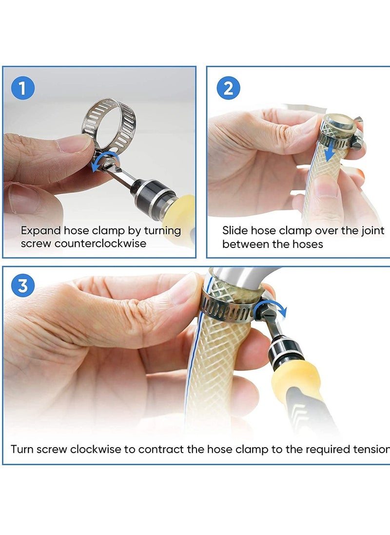 KASTWAVE Hose Clamp Set, 304 Stainless Steel Worm Gear Hose Clamps for Pipe, Intercooler, Plumbing, Tube and Fuel Line  - Image 5