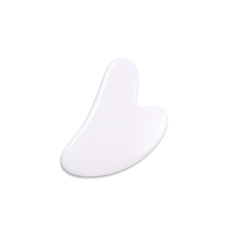إسكدنيا Powder crystal roller facial massage non-jade beauty stick double-headed push face eye point lifting heart scraper wholesale White heart-shaped scraping board