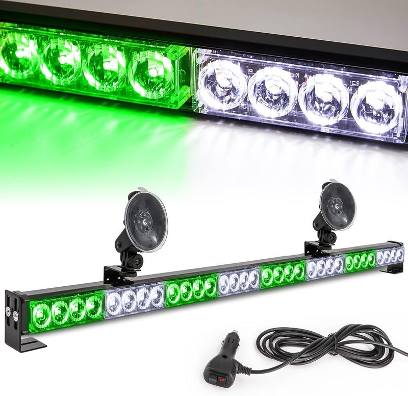LE-JX White/Green Emergency Strobe Light Bar 36 in 13 Flash Patterns Traffic Advisor Warning Hazard Lights - Image 1
