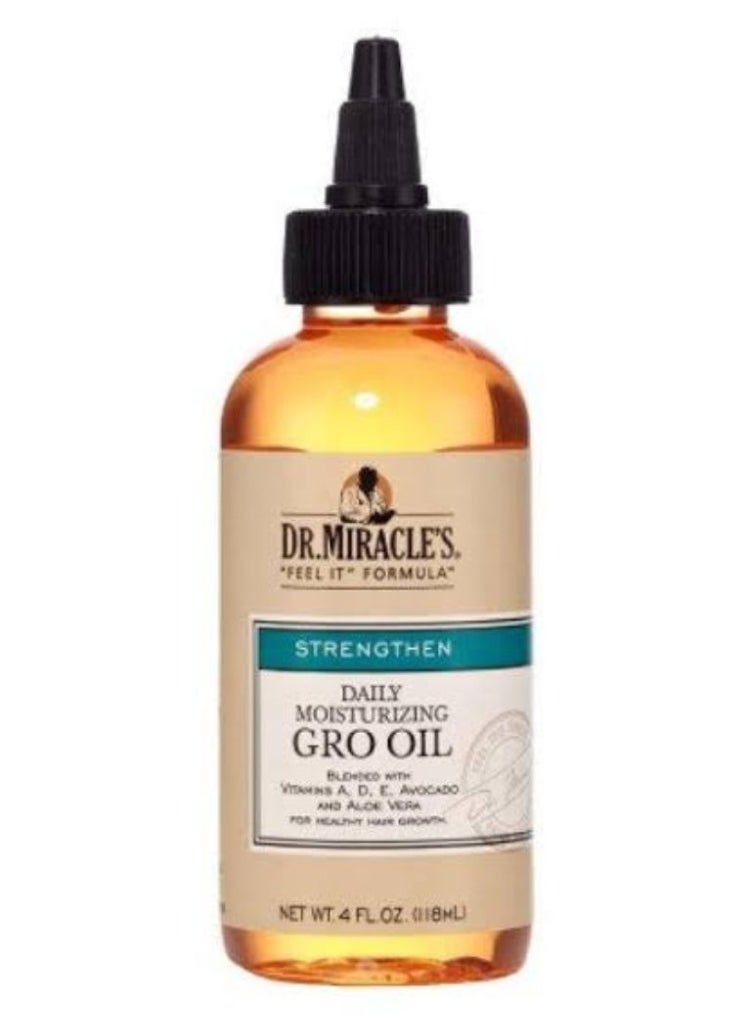 Dr. Miracle's Dr. Miracle’s Daily Moisturizing Gro Oil – Strengthening Hair Oil with Aloe Vera, Avocado, Vitamins A, D, E for Healthy Hair Growth, 118ml  - Image 2