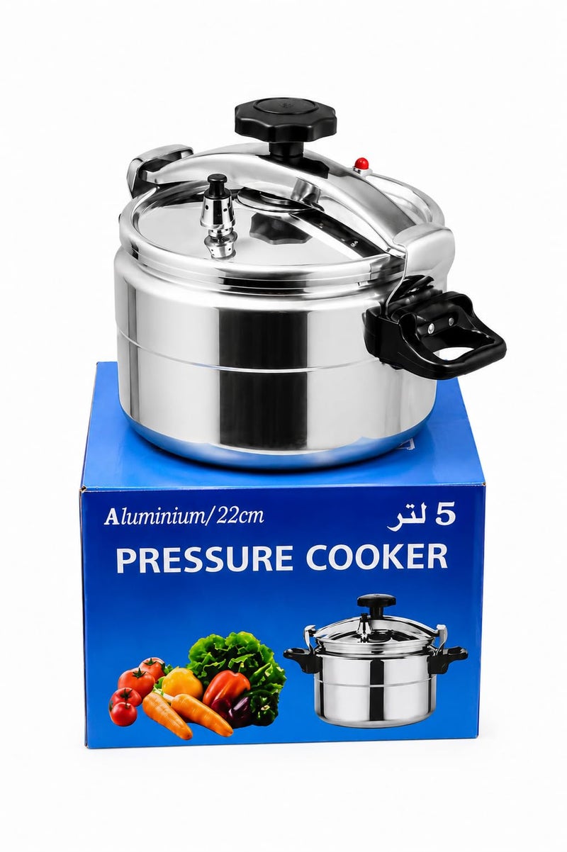 Aluminum Pressure Cooker 5 Liter 22 Cm Silver Aby001