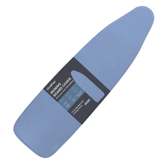 IRONING BOARD COVER AND PAD STANDARD SIZE 15X54 THICK PADDING ELASTIC EDGE SILICONE COATED RESIST SCORCHING ADJUSTABLE FASTENER HEAVY DUTY PADDED IRON BOARD COVERS BLUE