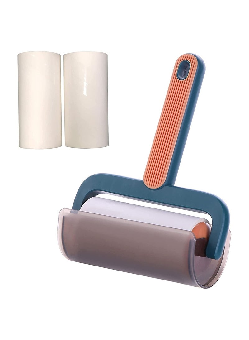 Y&D Lint Roller for Pet Hair Extra Sticky Dustproof Reusable Remover Clothes Couch Carpet Furniture 1 Handle with 3 Refills Orange - Image 1