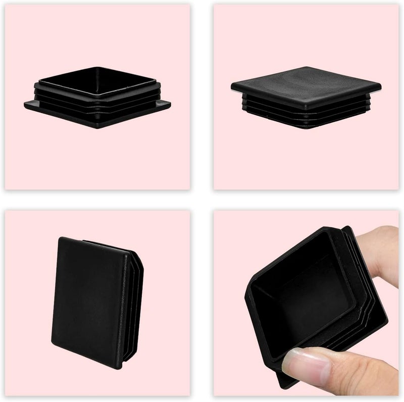 Flyshop 4 Pack Square Plastic Tube Chair Glide Insert Finishing Plug Black Tubing End Cap 75 x 75 mm, 3" x 3" - Image 5